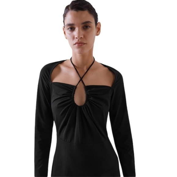 NWOT COS Halter Neck Maxi Dress Black Keyhole Convertible Minimalist Sz Medium - Picture 7 of 17